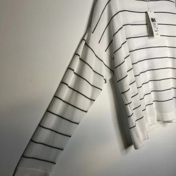 Eileen Fisher Womens Box Top White Stripe Jewel Ne - Picture 4 of 6